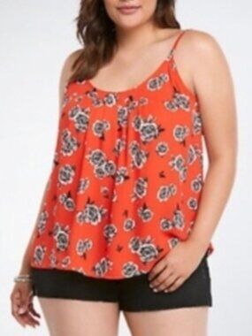 Torrid floral Georgette crisscross swing style cami size 3